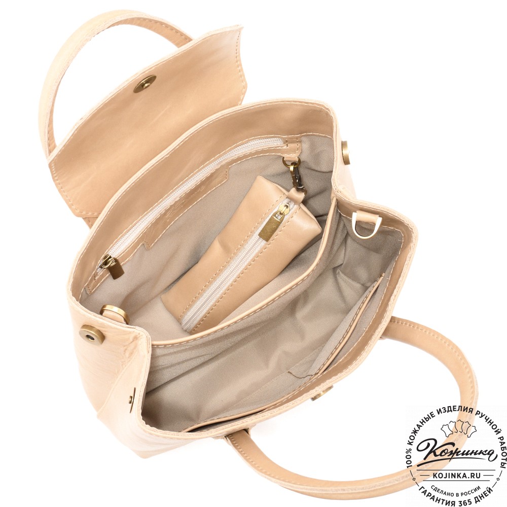  Женская кожаная сумка "Ванесса" (бежевая)